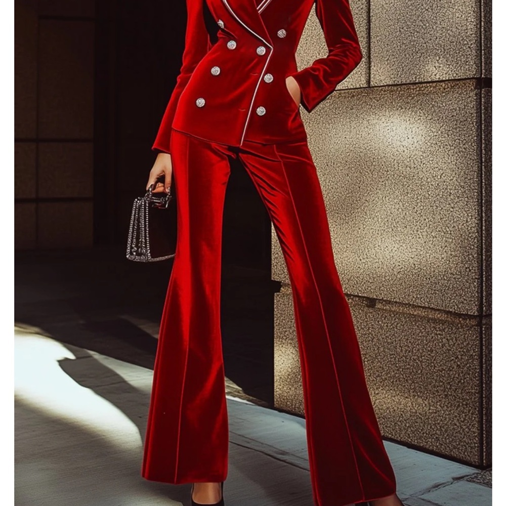 Elegant Red Velvet Blazer for Women